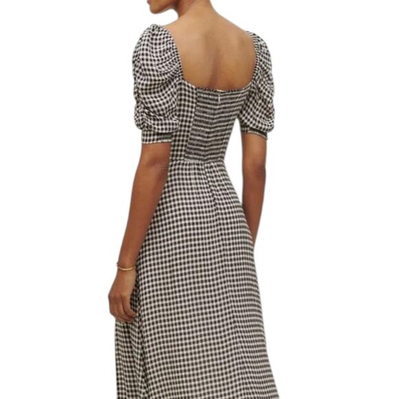 Reformation Bandit Midi Dress Gingham Check Puff Sleeve Cottagecore - Picture 2 of 14